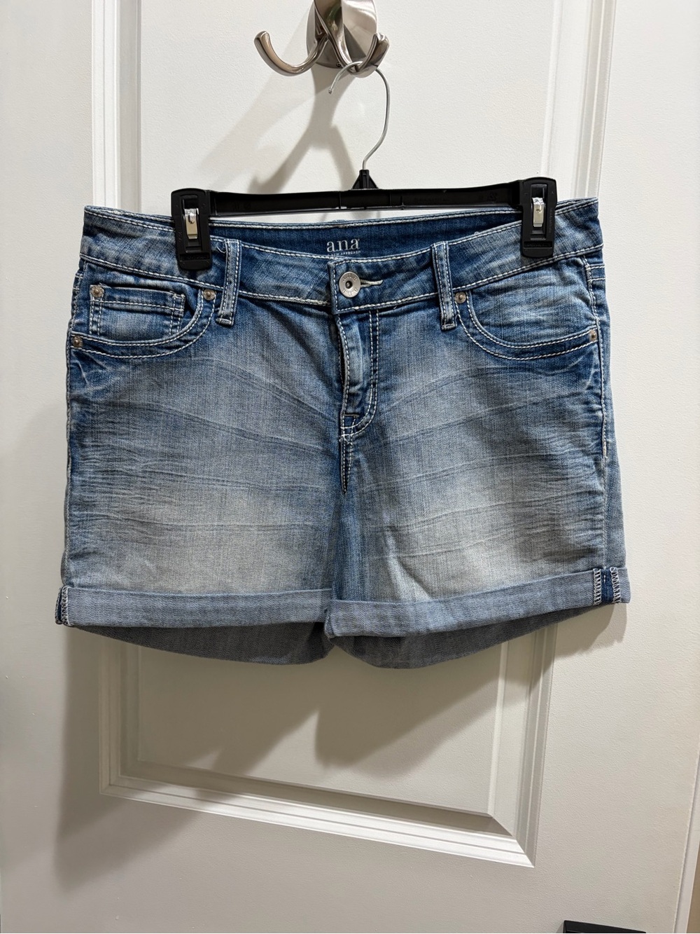 a.n.a Light Blue Rolled Cuff Denim Shorts